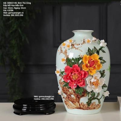 BÌNH THỦ CÔNG ĐẮP NỔI HOA MẪU ĐƠN